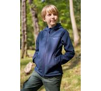 Mountain Warehouse Arctic Kids Borg-Lined Softshell Jacket - Water-resistant Rain Jacket with Pockets & Chin Guard, Boys & Girls - Autumn Winter, Outdoors & Hiking Dark Blue Kids Size 9-10 Years