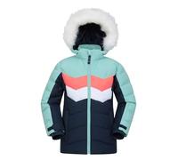 Mountain Warehouse Arctic Padded Kids Ski Jacket - Water Resistant, Breathable, Integrated Snowskirt, Detachable Hood, Faux Fur -For Snowboarding, Winter Sports Light Teal Kids Size 9-10 Years
