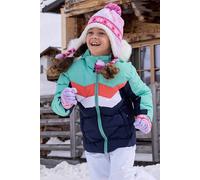 Mountain Warehouse Arctic Padded Kids Ski Jacket - Water Resistant, Breathable, Integrated Snowskirt, Detachable Hood, Faux Fur -For Snowboarding, Winter Sports Light Teal Kids Size 9-10 Years