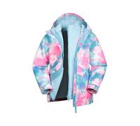 Mountain Warehouse Aries Kids 3-in-1 Waterproof Jacket -Taped Seams Childrens Rain Jacket, Detachable Hood Girls & Boys Raincoat - Best for Spring Summer Blue Kids Size 7-8 Years
