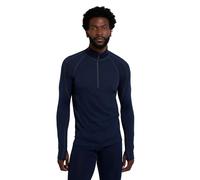 Mountain Warehouse Asgard Mens Zip Neck Top - Merino Wool Blend, Zip Neck Collar, Thumbholes, High Performance Baselayer - Best for Winter, Daily Use Dark Blue 2XL