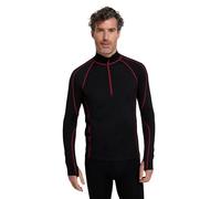 Mountain Warehouse Asgard Mens Zip Neck Top - Merino Wool Blend, Zip Neck Collar, Thumbholes, High Performance Baselayer - Best for Winter, Daily Use Red XXS