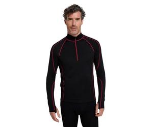 Mountain Warehouse Asgard Mens Zip Neck Top - Merino Wool Blend, Zip Neck Collar, Thumbholes, High Performance Baselayer - Best for Winter, Daily Use Red XXS