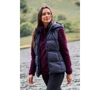 Mountain Warehouse Astral Womens Padded Gilet - Water Resistant Ladies Bodywarmer, Detachable Hood Vest, Microfibre Insulation - Best for Outdoors, Sports, Gym, Spring Summer Grey Women's Size 18