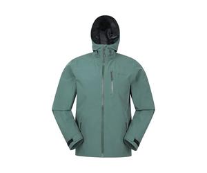 Mountain Warehouse Bachill Mens Waterproof Jacket - Adjustable Hood & Hem Raincoat, Breathable Casual Coat, Security Pockets, Full Zip - Spring Summer, Travelling Dark Green S