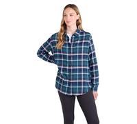 Mountain Warehouse Balsam Brushed Longline Flannel Long Sleeve Womens Shirt - Breathable Checked Shirt, Antipill, Lightweight Ladies Top, Warm -Clothing for Cold Weather Teal Women's Size 20