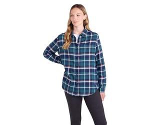 Mountain Warehouse Balsam Brushed Longline Flannel Long Sleeve Womens Shirt - Breathable Checked Shirt, Antipill, Lightweight Ladies Top, Warm - Spring Summer Teal 18