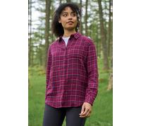 Mountain Warehouse Balsam Brushed Longline Flannel Long Sleeve Womens Shirt - Breathable Checked Shirt, Antipill, Lightweight Ladies Top, Warm -Clothing for Cold Weather Burgundy Women's Size 10