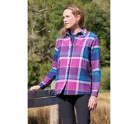 Mountain Warehouse 'Balsam' Womens Longline Flannel Shirt Brushed Cotton Buttoned Top Purple - Size 14 UK