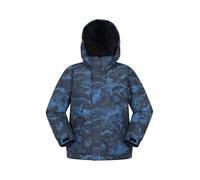 Mountain Warehouse Berg Kids Printed Snow Jacket - Waterproof Padded Cost with Detachable Hood, Snowskirt, Boys & Girls - Winter Skiing, Winter Sports, Walking Dark Blue Kids Size 9-10 Years