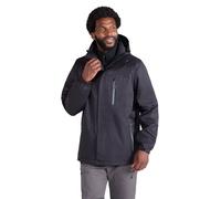 Mountain Warehouse Bracken Extreme Mens 3 in 1 Waterproof Jacket - Adjustable Mens Coat, Warm Rain Jacket, Headphone Compatible Outerwear - Spring Summer, Camping Black 3XL