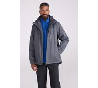 Mountain Warehouse Bracken Extreme Mens 3 in 1 Waterproof Jacket - Adjustable Mens Coat, Warm Rain Jacket, Headphone Compatible Outerwear - For Camping, Walking Alloy Grey XL