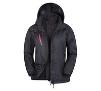 Mountain Warehouse Bracken Extreme Womens 3 in 1 Waterproof Jacket - Breathable Rain Jacket, Thermal Tested Raincoat, Detachable Hood - For Camping & Walking Black Women's Size 12