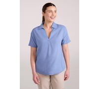 Mountain Warehouse 'breeze Ii' Relaxed Fit Breathable Comfy Pull On Linen Shirt In Bright Blue Bright Blue 22
