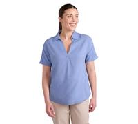 Mountain Warehouse Breeze II Womens Linen Shirt - Lightweight & Breathable Relaxed Fit Tee Shirt - Spring, Summer Outdoors, Holiday, Walking, Hiking Bright Blue Women's Size 12