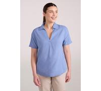 Mountain Warehouse 'Breeze II' WoMens Linen Shirt Pull On Breathable Outdoors Top Medium Blue - Size 6 UK