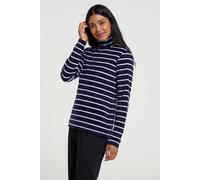 Mountain Warehouse 'Camber' Womens Striped Fleece Jacket Half Zip Warm Cosy Sweater Navy - Size Small