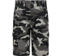 Mountain Warehouse Kids Camo Cargo Shorts - 100% Cotton Shorts, Lightweight Short Trousers, Pockets, Easy Care Camo Pants - for Camping, Hiking & Travelling Black (Camo) Kids Size 11-12 Years