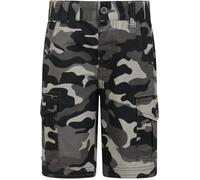 Mountain Warehouse Kids Camo Cargo Shorts - 100% Cotton Shorts, Lightweight Short Trousers, Pockets, Easy Care Camo Pants - for Camping, Hiking & Travelling Black (Camo) Kids Size 7-8 Years