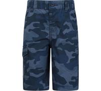 Mountain Warehouse Kids Camo Cargo Shorts - 100% Cotton Shorts, Lightweight Short Trousers, Pockets, Easy Care Camo Pants - for Camping, Hiking & Travelling Navy (Camo) Kids Size 7-8 Years