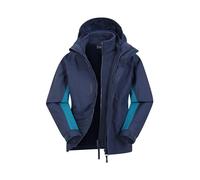 Mountain Warehouse Cannonball Kids 3 in 1 Waterproof Jacket - Breathable Triclimate Rain Jacket, Taped Seams Kids Coat, Detachable Hood - Kids Coat for Walking Navy (01) Kids Size 7-8 Years