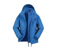 Mountain Warehouse Cannonball Kids 3 in 1 Waterproof Jacket - Breathable Triclimate Rain Jacket, Taped Seams Kids Coat, Detachable Hood - Kids Coat for Walking Cobalt (01) Kids Size 11-12 Years