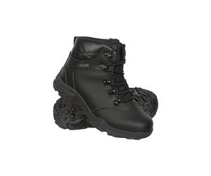Mountain Warehouse Canyon Kids Leather Walking Boots | Breathable & Durable Waterproof Rain Boots for Boys & Girls, Comfy Cushioned Footbed & Deep Lugs for Stability, For Hiking