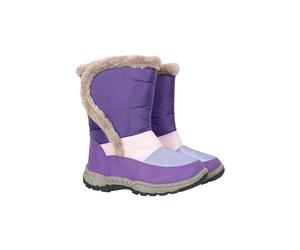 Mountain Warehouse Caribou Kids Fur Trim Snow Boots - Snowproof, Fleece Lining, High Traction Sole - Perfect To Keep Your Kids Feet Warm In Cold Winter Days Lilac Junior Shoe Size 3