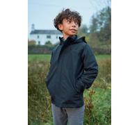 Mountain Warehouse Solar Kids Unisex Waterproof Jacket - Rip Stop Fabric, Taped Seams Adjustable Cuffs, Adjustable Hood, Boys & Girls - Spring Summer, Outdoors Black Kids Size 7-8 Years