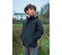 Mountain Warehouse Solar Kids Unisex Waterproof Jacket - Rip Stop Fabric, Taped Seams Adjustable Cuffs, Adjustable Hood, Boys & Girls, Best for & Outdoors Black Kids Size 9-10 Years
