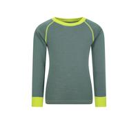 Mountain Warehouse Childrens/Kids Merino II Round Neck Base Layer Top - Khaki Green - 7-8 Years - Khaki Green - 70% Polyester/30% Cotton