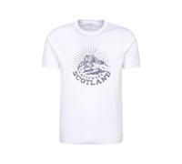 Mountain Warehouse 'Circle Mountain' Mens Printed T-Shirt Round Neck Breathable Everyday Tee White Cotton - Size Large