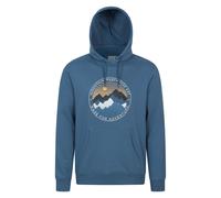 Mountain Warehouse 'Circular Sunset Mountain' Mens Graphic Hoodie with Kangaroo Pocket Pullover Blue Cotton - Size X-Small