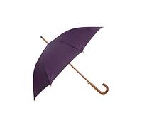 Mountain Warehouse Classic Umbrella - Plain - Lightweight Extra Protection Brolly with Curved Wooden Handle - Picnic, Garden, Rain, Sun Berry One Size