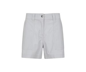 Mountain Warehouse 'Coast' Womens Shorty Shorts with Multiple Pockets Breathable Summer Bottoms Light Grey Cotton - Size 12 UK