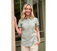 Mountain Warehouse Coconut Short Sleeve Womens Shirt - 100% Cotton Ladies Top, Lightweight, Breathable Blouse, Mesh Lined Tee - for Travelling & Daily Use Light Khaki Women's Size 16