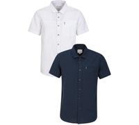 Mountain Warehouse 'Coconut Slub Texture' Mens Shirt with Chest Pocket Everyday Top - Pack of 2 Dark Blue Cotton - Size Small