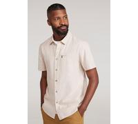 Mountain Warehouse 'Coconut Slub Texture' Mens Short Sleeve Shirt 100% Cotton Zip Chest Pocket Everyday Wear Top Beige - Size 4XL