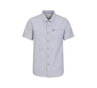 Mountain Warehouse Coconut Slub Texture Short-Sleeved Shirt - Lightweight Cotton Tee with Pocket, Casual Wear - Spring Summer, Holidays & Travelling Denim (Slub Texture) L