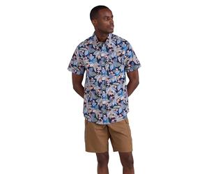 Mountain Warehouse Coconut Slub Texture Short-Sleeved Shirt - Lightweight Cotton Tee with Pocket, Casual Wear - Spring Summer, Holidays & Travelling Blue L