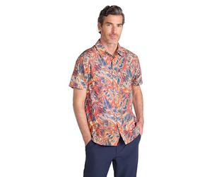 Mountain Warehouse Coconut Slub Texture Short-Sleeved Shirt - Lightweight Cotton Tee with Pocket, Casual Wear - Spring Summer, Holidays & Travelling Bright Orange 4XL