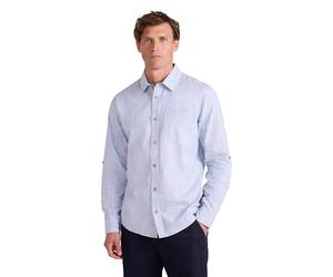 Mountain Warehouse Coconut Textured Mens Long Sleeved Shirt - Cotton, Lightweight, Breathable & UV Protect Tee Shirt - for Spring Summer, Cycling & Outdoors Denim 2XL