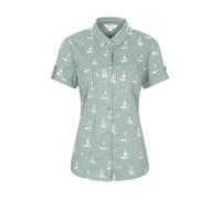 Mountain Warehouse Coconut Womens Shirt, 100% Cotton Ladies Top, Short Sleeves Blouse, Breathable, Lightweight, Easy Care - Spring Summer, Walking, Camping Khaki (Printed) Women's Size 10