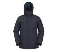 Mountain Warehouse Concord Extreme Mens Down Long Jacket - Waterproof Puffer Coat with Taped Seams, Detachable Hoodie & 4 Pockets - Cold Winter Weather Blue 3XL