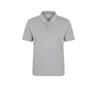 Mountain Warehouse 'Cordyline' Mens Textured Polo Sun Protection Button Neck Summer Tee Light Grey Cotton - Size X-Large