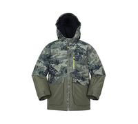 Mountain Warehouse Cosmos Kids Water-Resistant Ski Jacket - Padded Coat with Snowskirt & Front Pockets, Boys & Girls - Winter Skiing, Winter Sports, Walking Dark Green Teen Size 13 Years