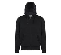Mountain Warehouse 'Dalton' Mens Hoodie with Zip Closure Borg Lined Casual Cosy Jumper Black Cotton - Size 2XL