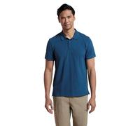 Mountain Warehouse Dawnay Pique Slub Textured Mens Polo Shirt - Comfy T-Shirt with a Relaxed fit, Short Sleeves & 2 Buttons - Spring Summer, Outdoors & Walking Blue L