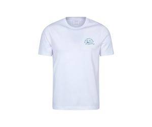 Mountain Warehouse Devon Graphic Short-Sleeved Mens T-Shirt - UV Protect Max, Lightweight, Cotton - Summer Outdoors & Travel White L