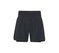 Mountain Warehouse Double-Layer Womens Running Shorts - Breathable, Fast Wicking, 4-Way-Stretch, High Rise Ladies Bottoms - for Summer, Gym, Exercise, Workout Black Women's Size 6